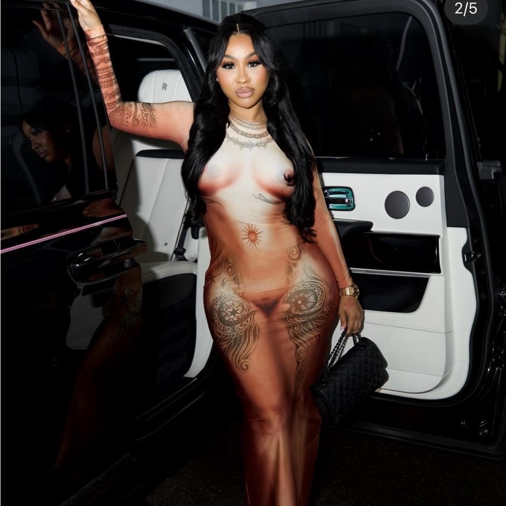 JEAN PAUL GAULTIER
Beige & Orange Graphic Maxi Dress